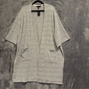 Lane Bryant Women Plus Size 26/28 Gray Marled Open Front Cardigan Short Sleeve
